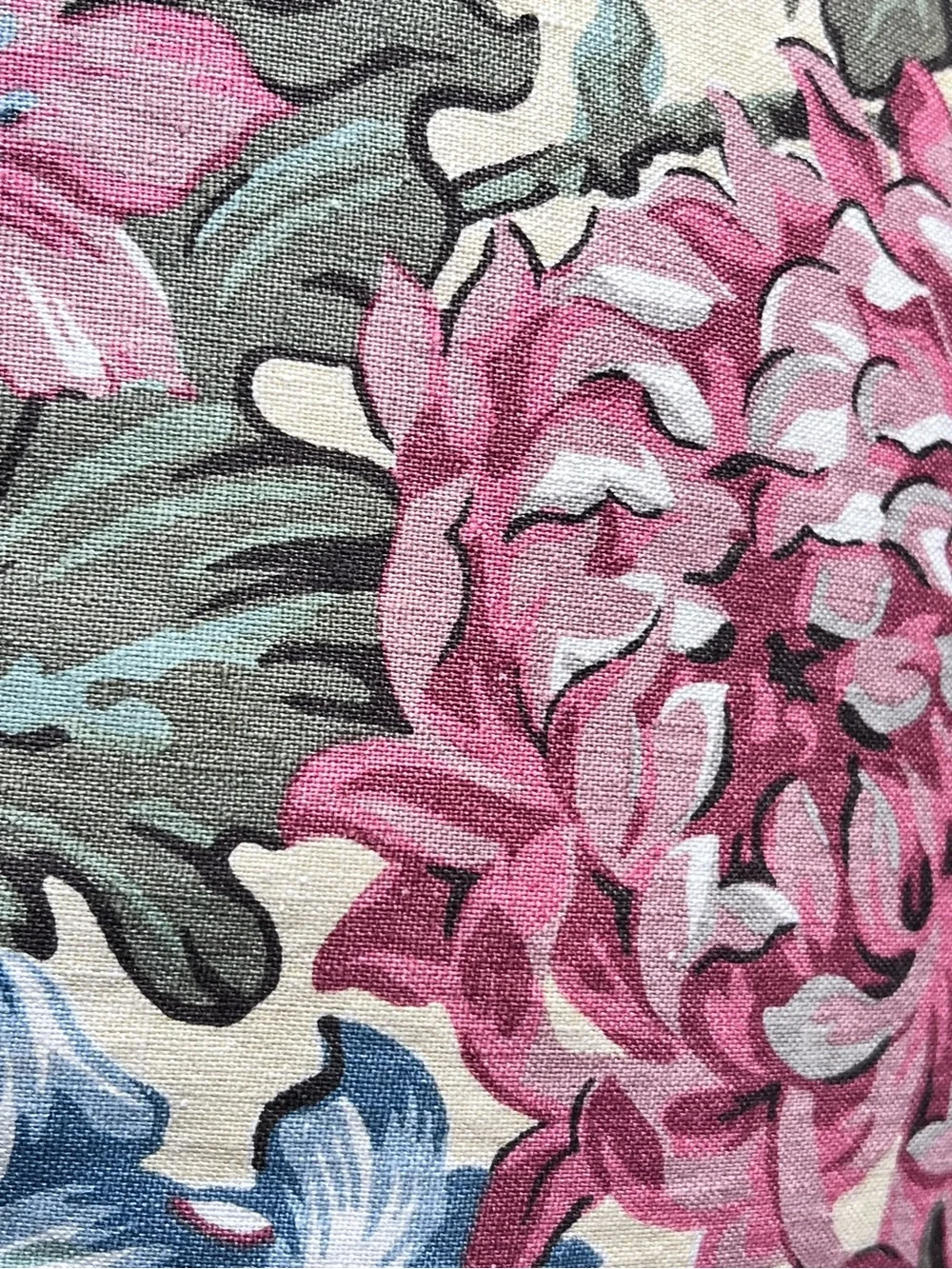 Pottery Barn Floral Euro Pillow Cover LINEN COTTON 24” x 24” blue pink yellow